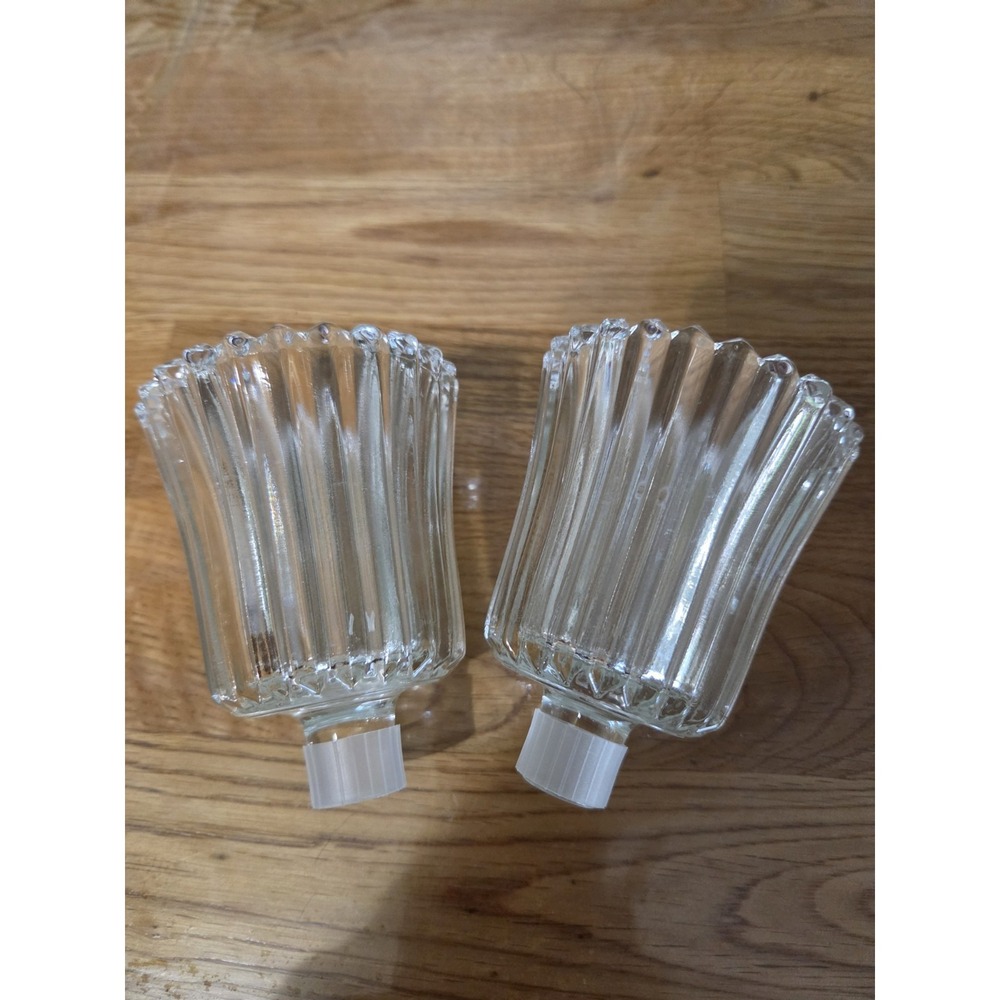 Home Interiors Votive Clear Glass Candle Holders  Ribbed  Set Of 2